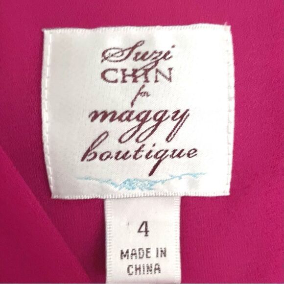 Suzy Chin Silk Double V Neck Midi Dress size 4 - Picture 9 of 9